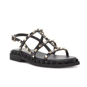 NWT Valentino Garavani Rockstud Caged Black Leather Sandals 10 / 40 MSRP $1090